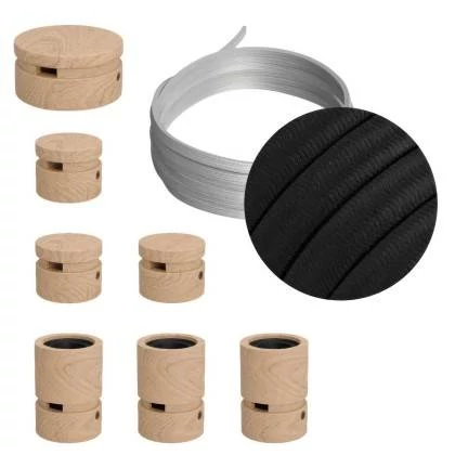 Linear-Kit des Filé-Systems - mit 5 m Kabel und 7 Zubehörteilen aus Holz für den Innenbereich - CM04