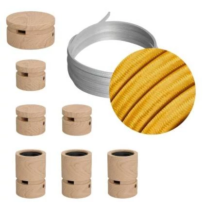 Linear-Kit des Filé-Systems - mit 5 m Kabel und 7 Zubehörteilen aus Holz für den Innenbereich - CM05