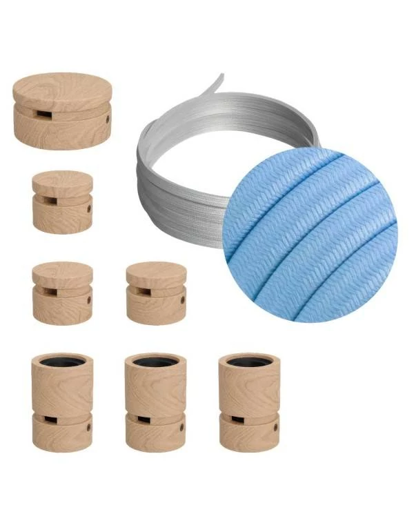 Linear-Kit des Filé-Systems - mit 5 m Kabel und 7 Zubehörteilen aus Holz für den Innenbereich