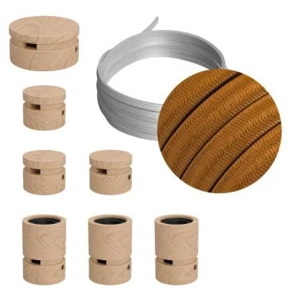 Linear-Kit des Filé-Systems - mit 5 m Kabel und 7 Zubehörteilen aus Holz für den Innenbereich - CM22