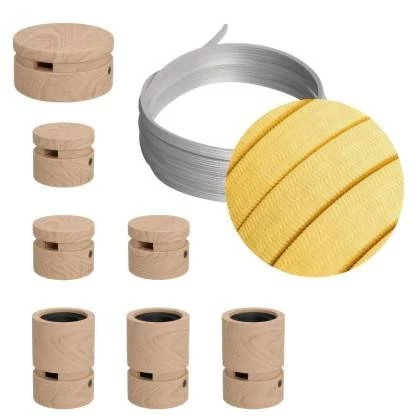Linear-Kit des Filé-Systems - mit 5 m Kabel und 7 Zubehörteilen aus Holz für den Innenbereich - CM10