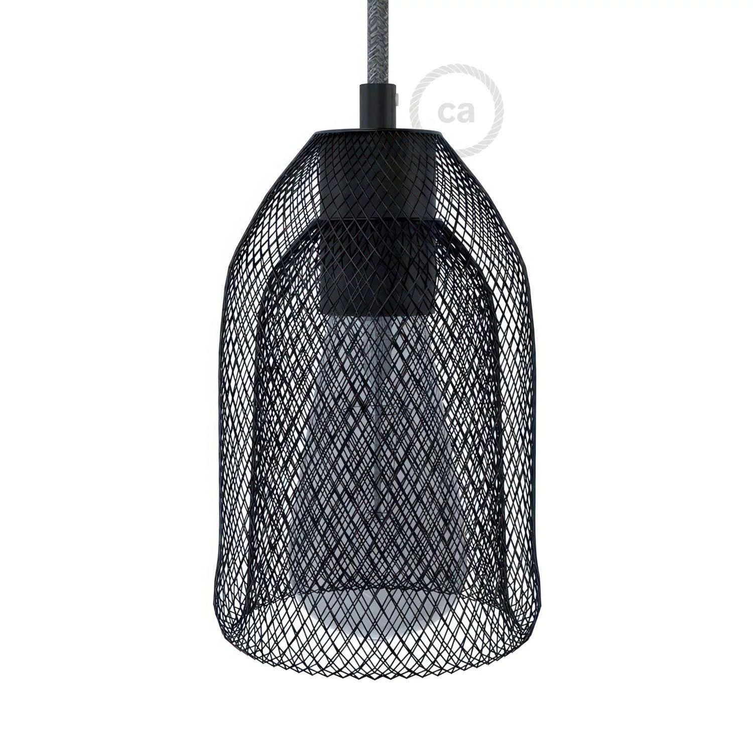 Lampenschirmkäfig Ghostbell aus Metall mit E27-Fassung - Schwarz