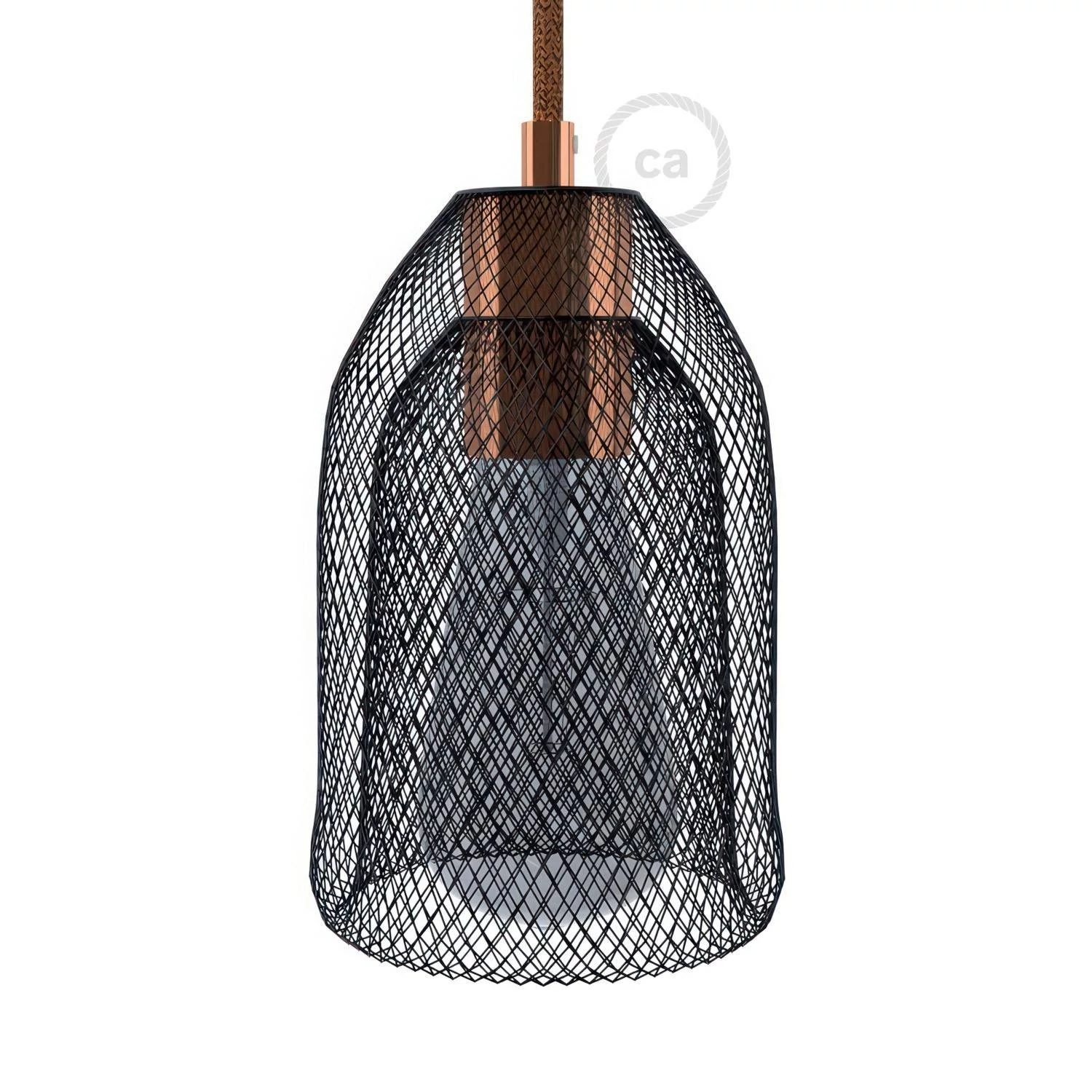 Lampenschirmkäfig Ghostbell aus Metall mit E27-Fassung - Schwarz - Kupfer