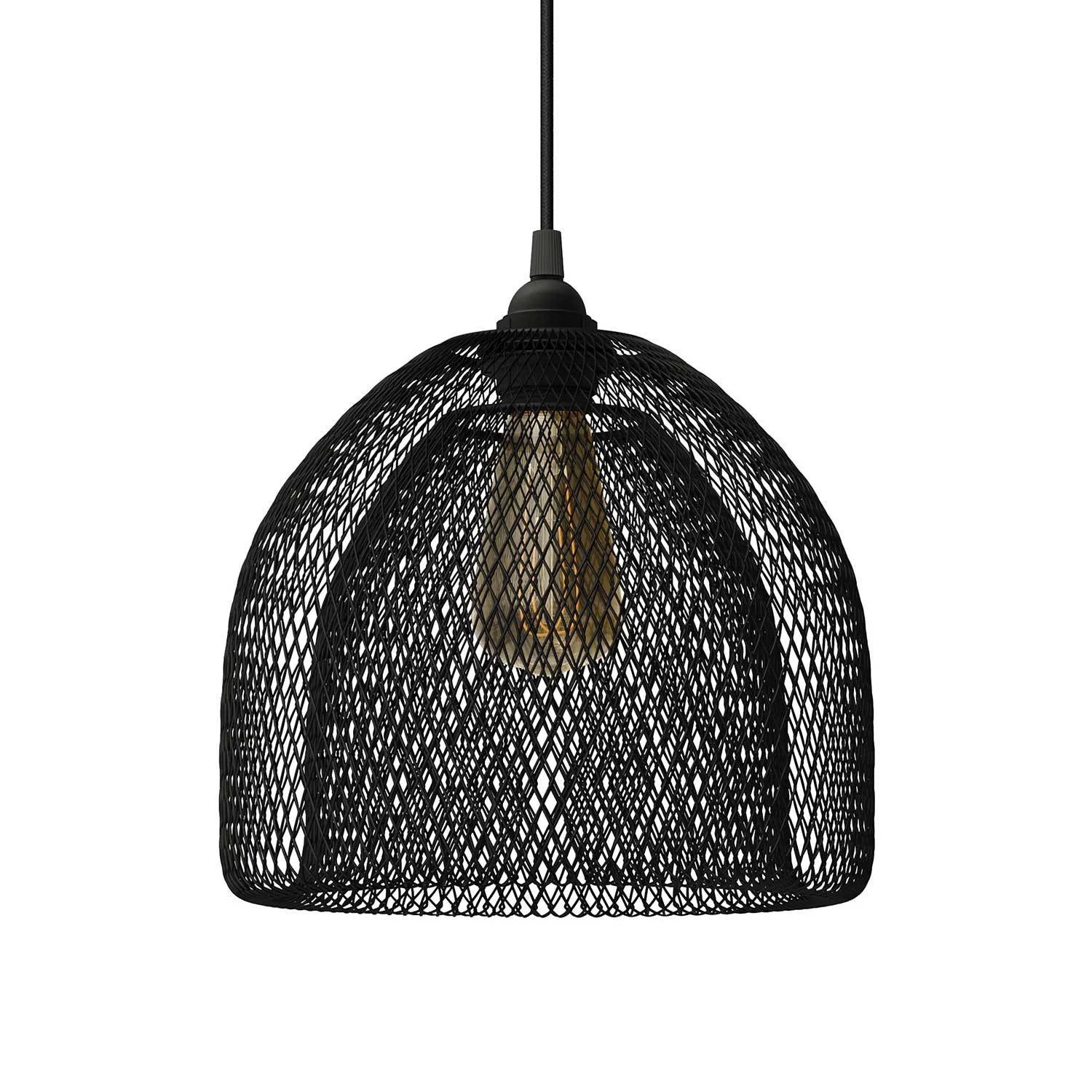 Lampenschirmkäfig Ghostbell XL aus Metall mit E27-Anschluss - Schwarz