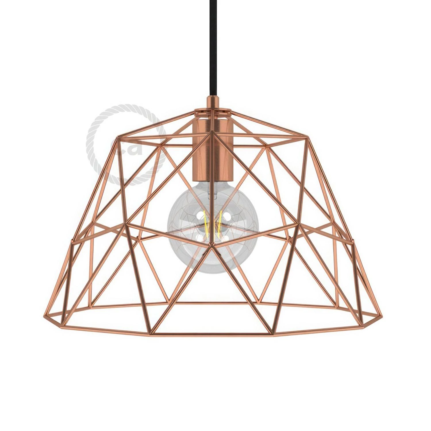 Lampenschirmkäfig Dome XL aus Metall mit E27-Fassung - Kupfer