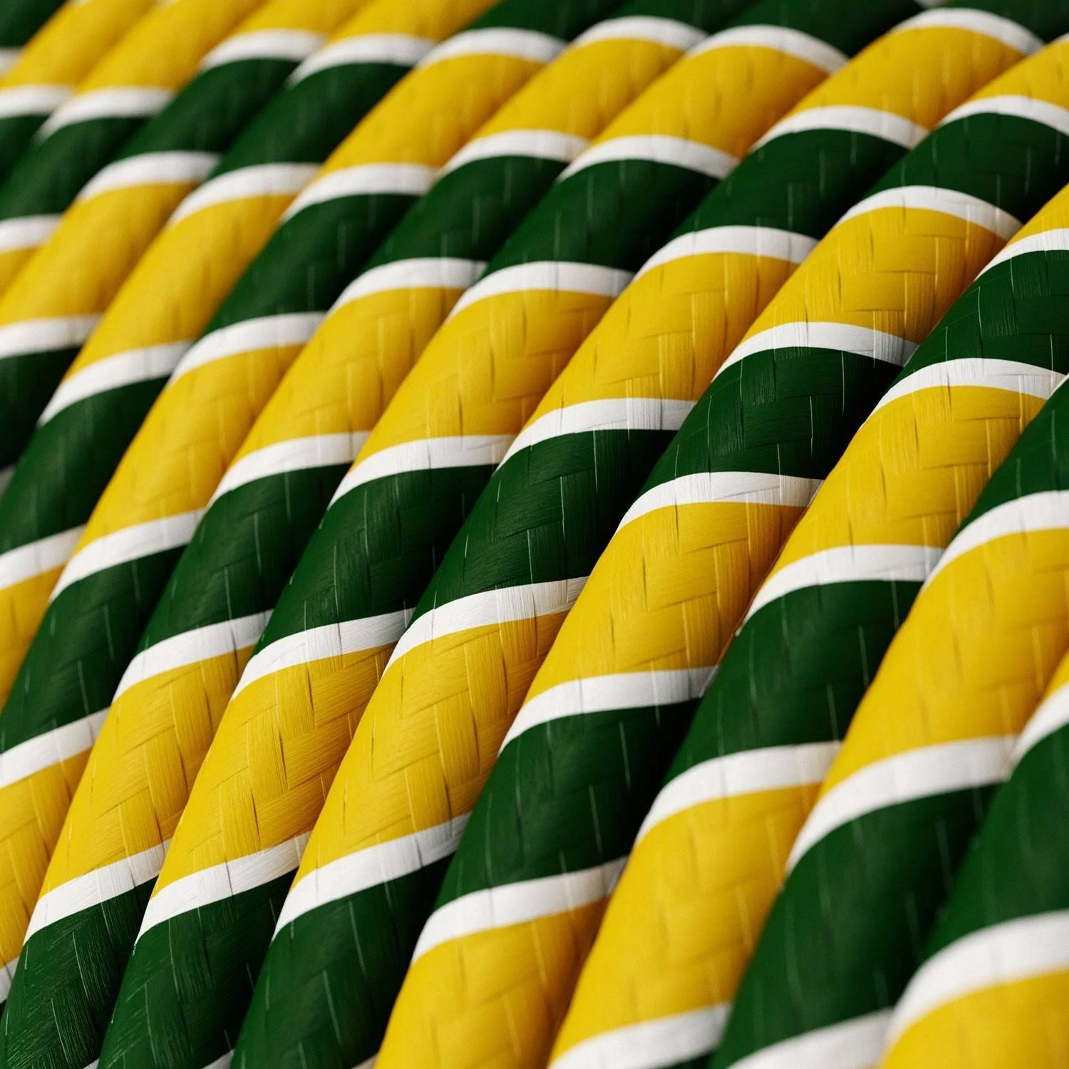 Textilkabel, Regimentsgrün-gelb glänzend Vertigo - Das Original von Creative-Cables - ERM69 rund 2x0,75mm / 3x0,75mm