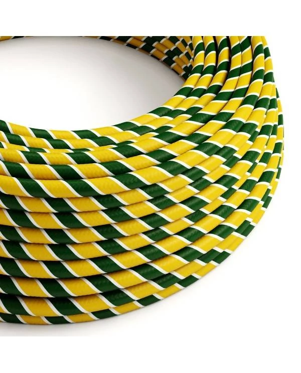 Textilkabel, Regimentsgrün-gelb glänzend Vertigo - Das Original von Creative-Cables - ERM69 rund 2x0,75mm / 3x0,75mm
