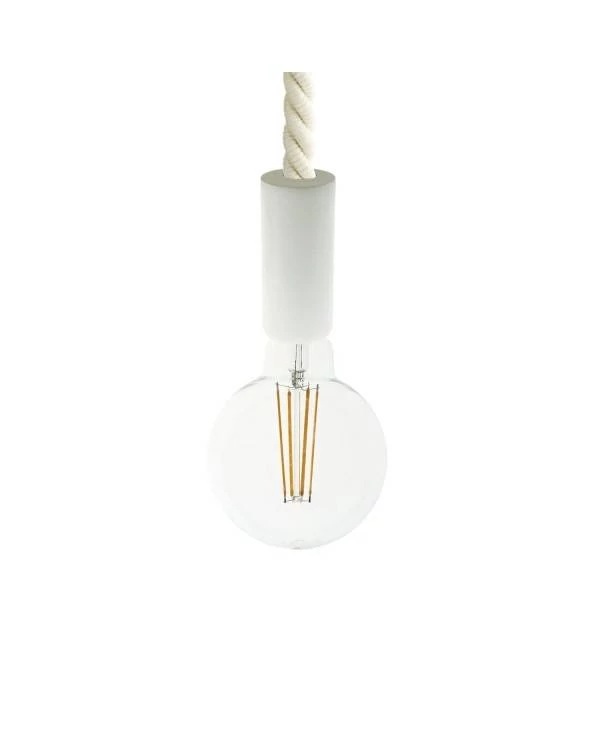 Pendelleuchte inklusive Glühbirne, 24 mm 2XL-Tauseilkabel und bemalten Holz-Zubehör - Made in Italy