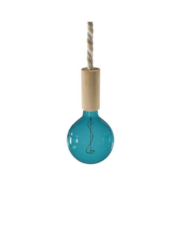 Pendelleuchte inklusive Glühbirne, XL-Tauseilkabel und Holz-Zubehör - Made in Italy