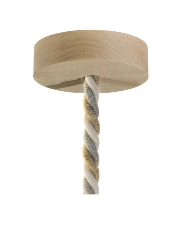 Pendelleuchte inklusive Glühbirne, XL-Tauseilkabel und Holz-Zubehör - Made in Italy