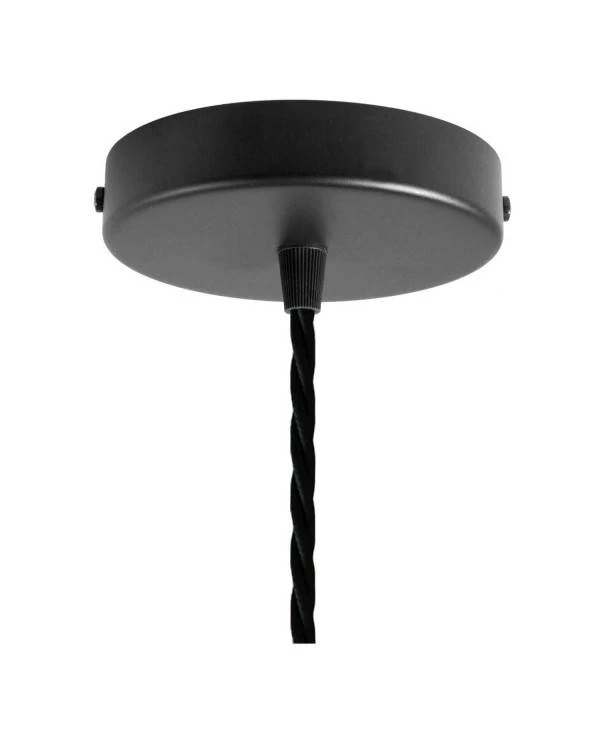Pendelleuchte inklusive Glühbirne, Textilkabel, tropfenförmiger Lampenschirmkäfig und Metall-Zubehör - Made in Italy