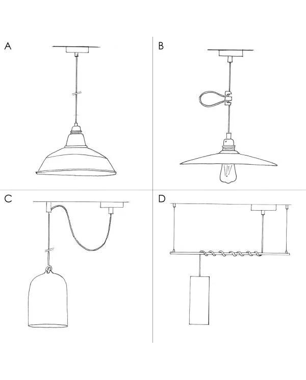 Pendelleuchte inklusive Glühbirne, Textilkabel, doppelseitigem UFO-Lampenschirm aus Holz und Metall-Zubehör - Made in Italy