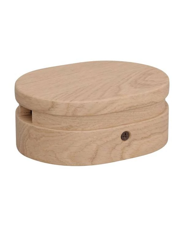 Ovales Lampenbaldachin aus Holz mit 2 Seitenlöchern für Lichterketten und Filé-System. Made in Italy