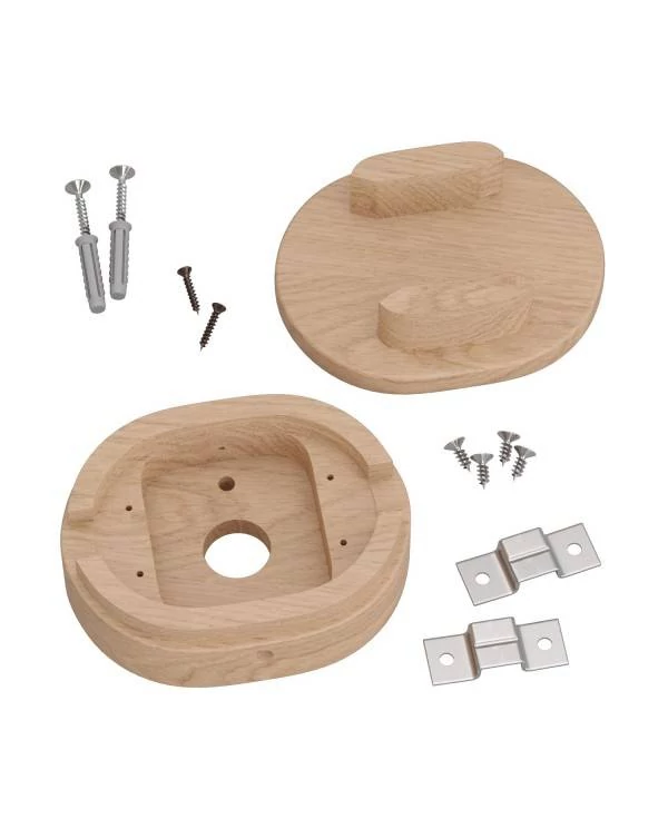 Ovales Lampenbaldachin aus Holz mit 2 Seitenlöchern für Lichterketten und Filé-System. Made in Italy