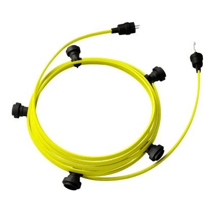 7,5 m gebrauchsfertige Lumet mit 5 Lampenfassungen, Haken und Stecker in Schwarz - CF10