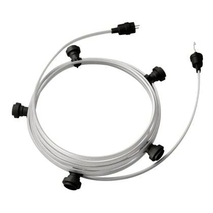 7,5 m gebrauchsfertige Lumet mit 5 Lampenfassungen, Haken und Stecker in Schwarz - CM02