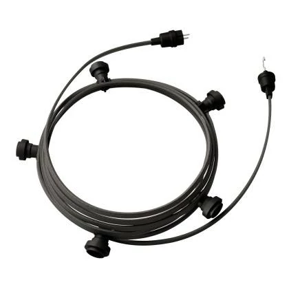 7,5 m gebrauchsfertige Lumet mit 5 Lampenfassungen, Haken und Stecker in Schwarz - CM03