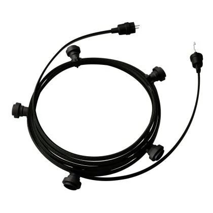 7,5 m gebrauchsfertige Lumet mit 5 Lampenfassungen, Haken und Stecker in Schwarz - CM04