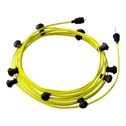 12,5 m gebrauchsfertige Lumet mit 10 Lampenfassungen, Haken und Stecker in Schwarz - CF10
