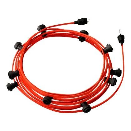 12,5 m gebrauchsfertige Lumet mit 10 Lampenfassungen, Haken und Stecker in Schwarz - CF15