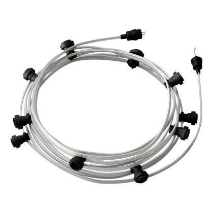 12,5 m gebrauchsfertige Lumet mit 10 Lampenfassungen, Haken und Stecker in Schwarz - CM02