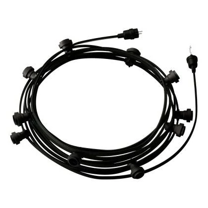 12,5 m gebrauchsfertige Lumet mit 10 Lampenfassungen, Haken und Stecker in Schwarz - CM04