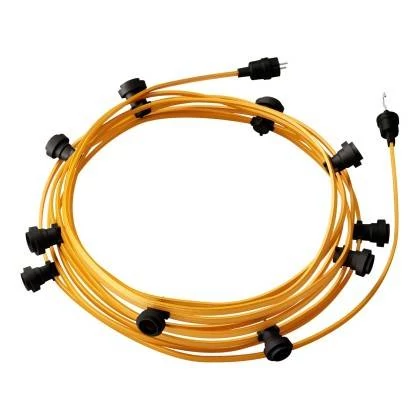 12,5 m gebrauchsfertige Lumet mit 10 Lampenfassungen, Haken und Stecker in Schwarz - CM05