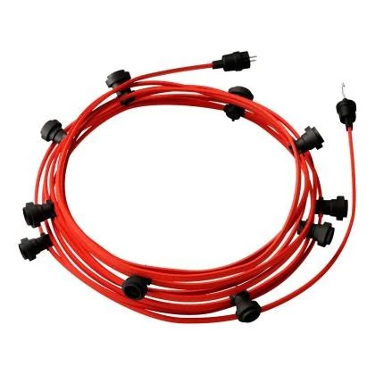 12,5 m gebrauchsfertige Lumet mit 10 Lampenfassungen, Haken und Stecker in Schwarz - CM09