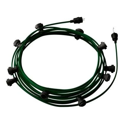 12,5 m gebrauchsfertige Lumet mit 10 Lampenfassungen, Haken und Stecker in Schwarz - CM21