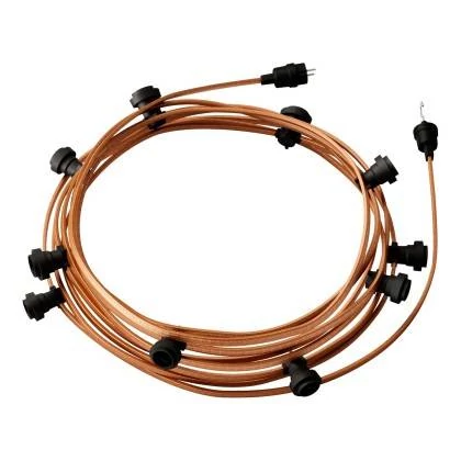 12,5 m gebrauchsfertige Lumet mit 10 Lampenfassungen, Haken und Stecker in Schwarz - CM22
