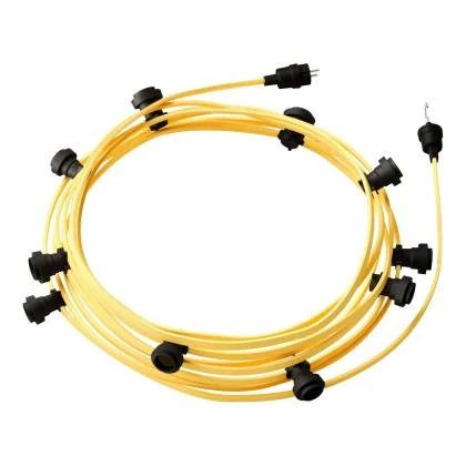 12,5 m gebrauchsfertige Lumet mit 10 Lampenfassungen, Haken und Stecker in Schwarz - CM10