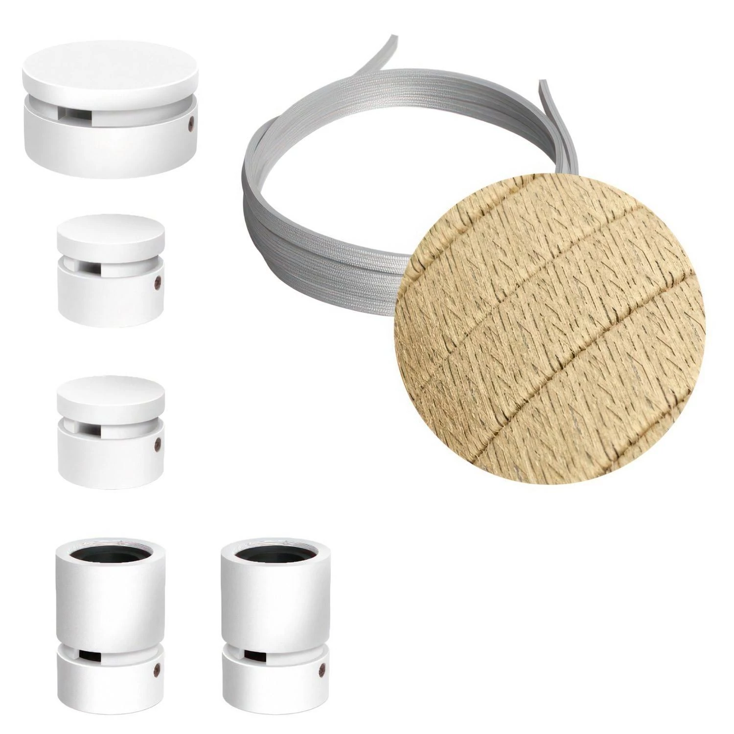 Wiggle-Kit des Filé-Systems - mit 3 m Kabel und 5 Zubehörteilen aus weißem Holz für den Innenbereich - CN06