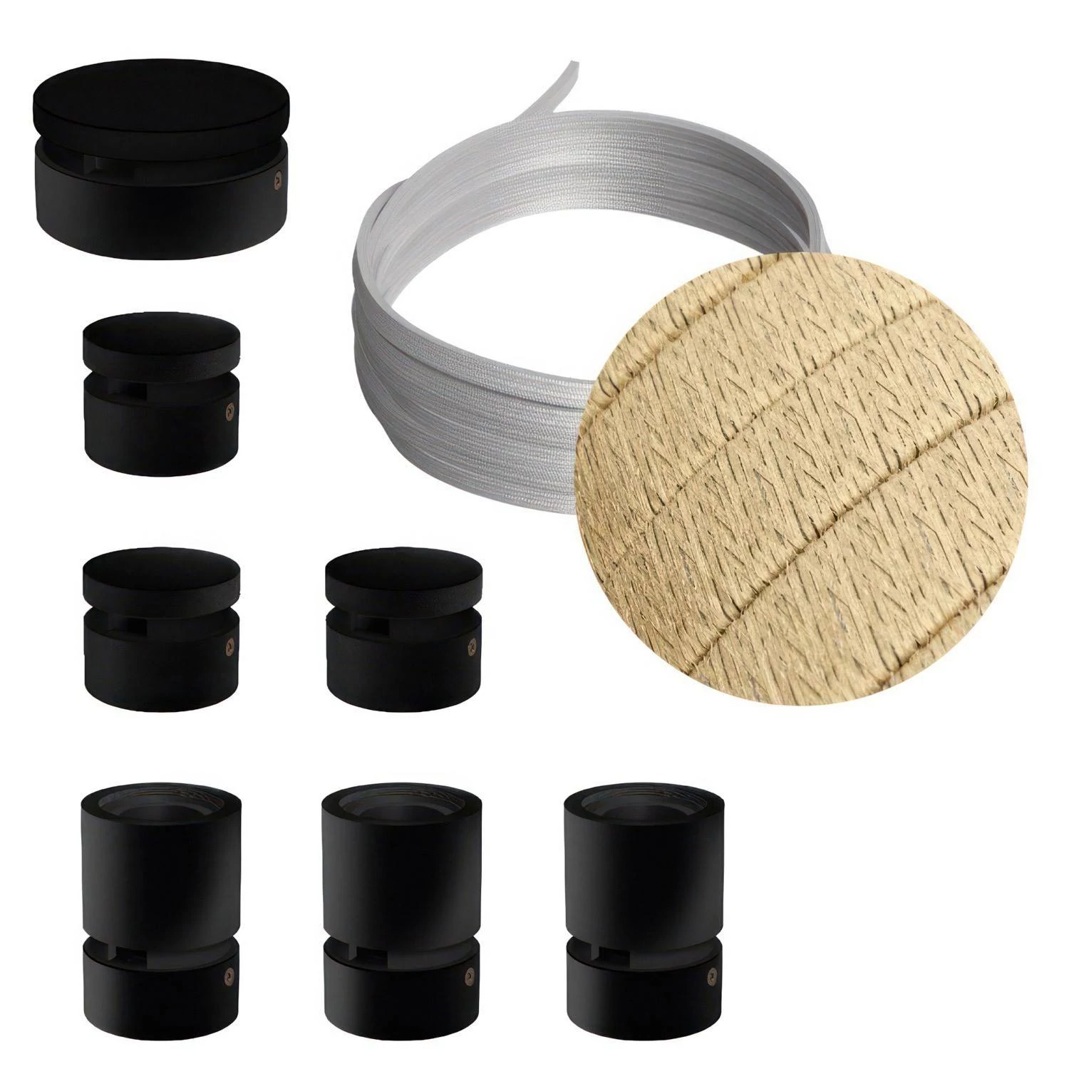 Linear-Kit des Filé-Systems - mit 5 m Kabel und 7 Zubehörteilen aus schwarzem Holz für den Innenbereich - CN06
