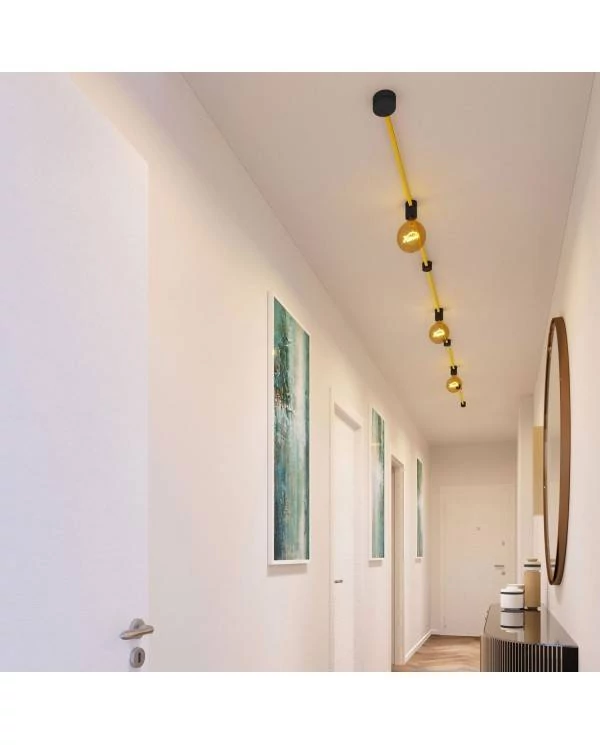 Linear-Kit des Filé-Systems - mit 5 m Kabel und 7 Zubehörteilen aus schwarzem Holz für den Innenbereich
