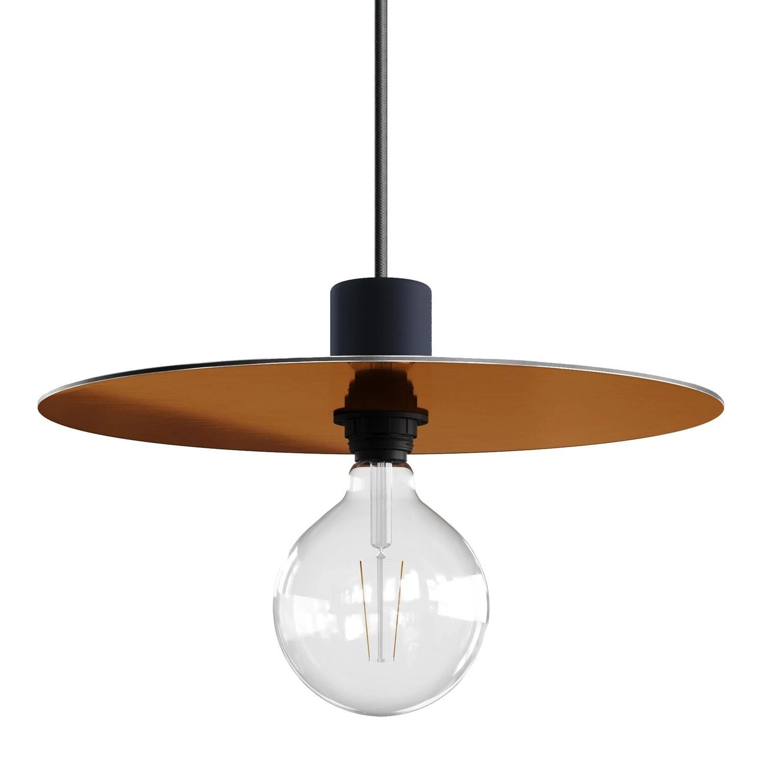 Ellepì ist ein übergroßer Lampenteller aus Dibond für Pendelleuchten im Außenbereich, Durchmesser 40 cm - Made in Italy - Kupfer satiniert - Bronze satiniert