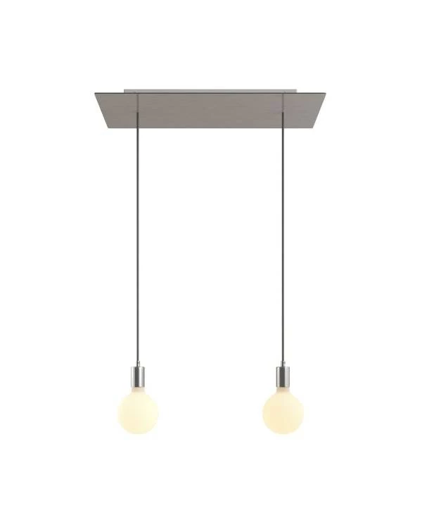 2-flammige Pendelleuchte mit XXL rechteckigem Rose-One 675 mm komplett mit Textilkabel und Beschichtungen aus Metall