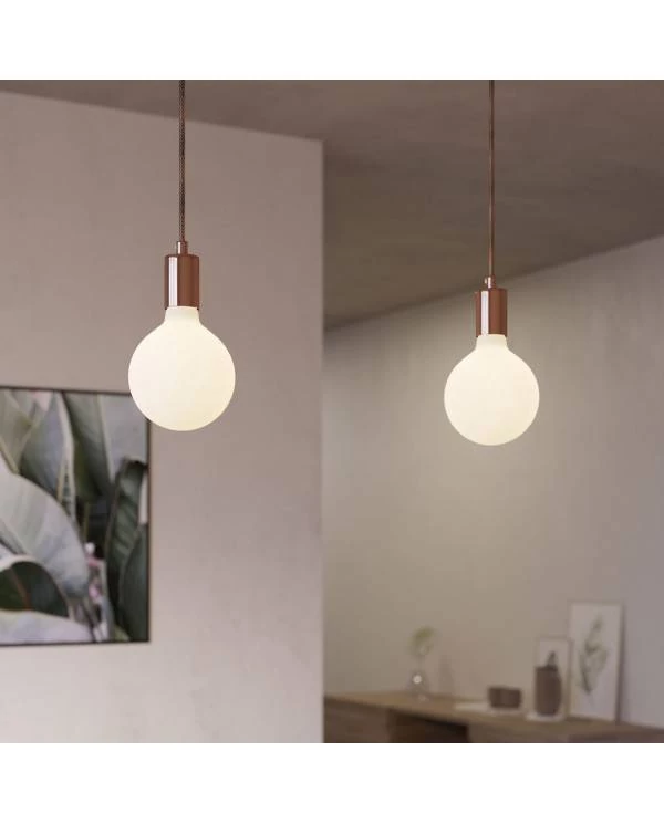 2-flammige Pendelleuchte mit XXL rechteckigem Rose-One 675 mm komplett mit Textilkabel und Beschichtungen aus Metall