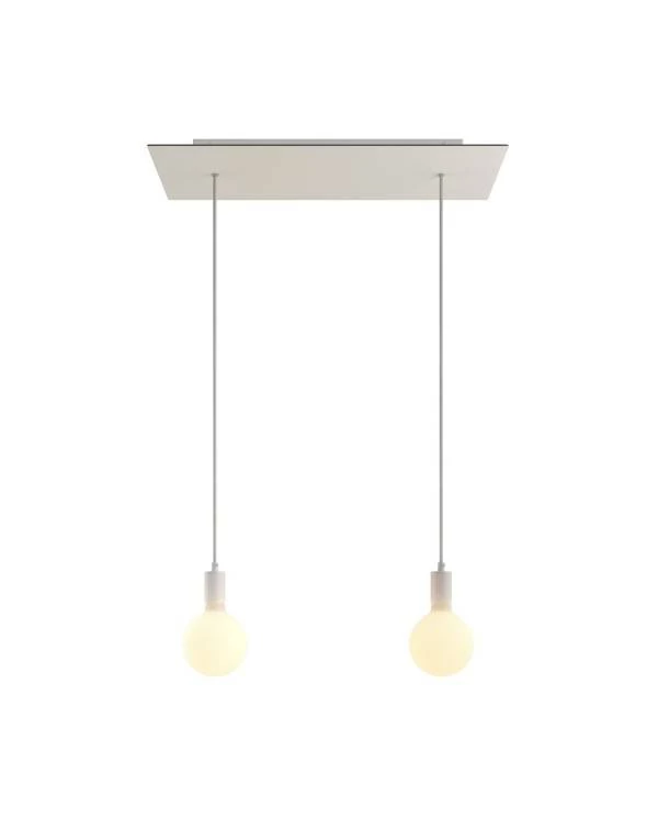 2-flammige Pendelleuchte mit XXL rechteckigem Rose-One 675 mm komplett mit Textilkabel und Beschichtungen aus Metall