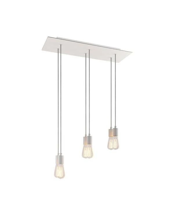 6-flammige Pendelleuchte mit rechteckigem XXL Rose-One 675 mm komplett mit Textilkabel und Beschichtungen aus Metall