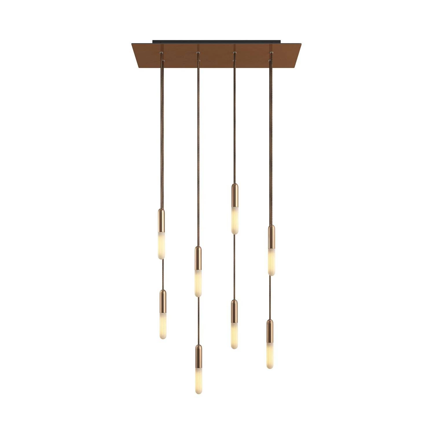 8-flammige Pendelleuchte mit rechteckigem XXL Rose-One 675 mm komplett mit Textilkabel und Beschichtungen aus Metall