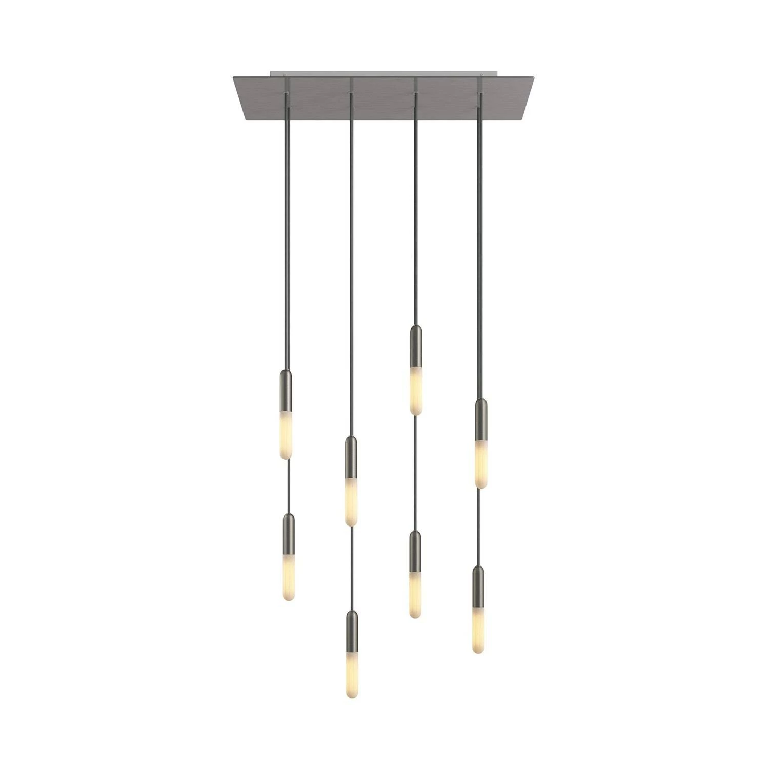 8-flammige Pendelleuchte mit rechteckigem XXL Rose-One 675 mm komplett mit Textilkabel und Beschichtungen aus Metall
