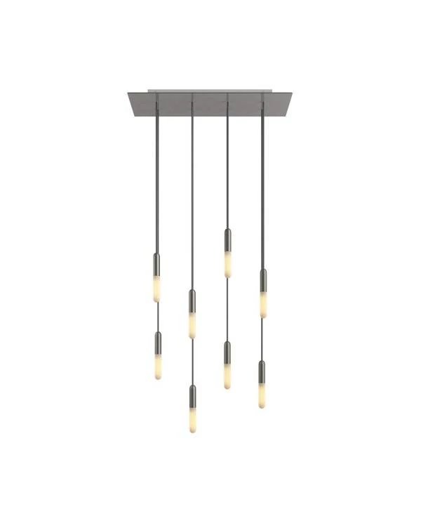 8-flammige Pendelleuchte mit rechteckigem XXL Rose-One 675 mm komplett mit Textilkabel und Beschichtungen aus Metall