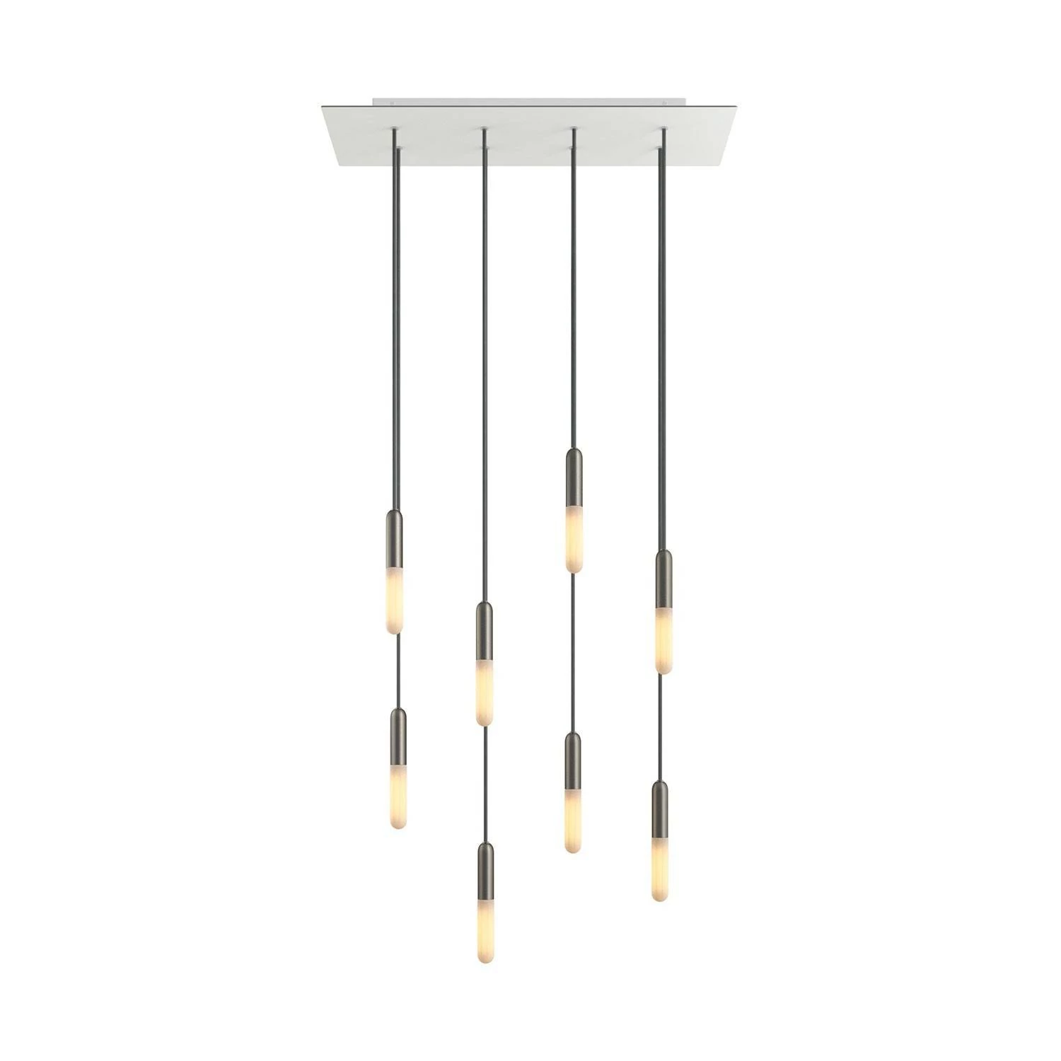8-flammige Pendelleuchte mit rechteckigem XXL Rose-One 675 mm komplett mit Textilkabel und Beschichtungen aus Metall
