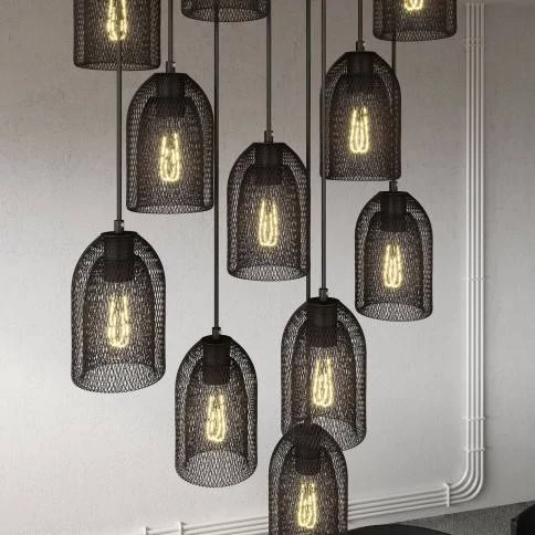 EIVA Outdoor-Pendelleuchte mit Lampenschirm, 5 m Textilkabel, Deckenbefestigung, Silikon-Lampenbaldachin und Lampenfassung, IP65 - Schwarz