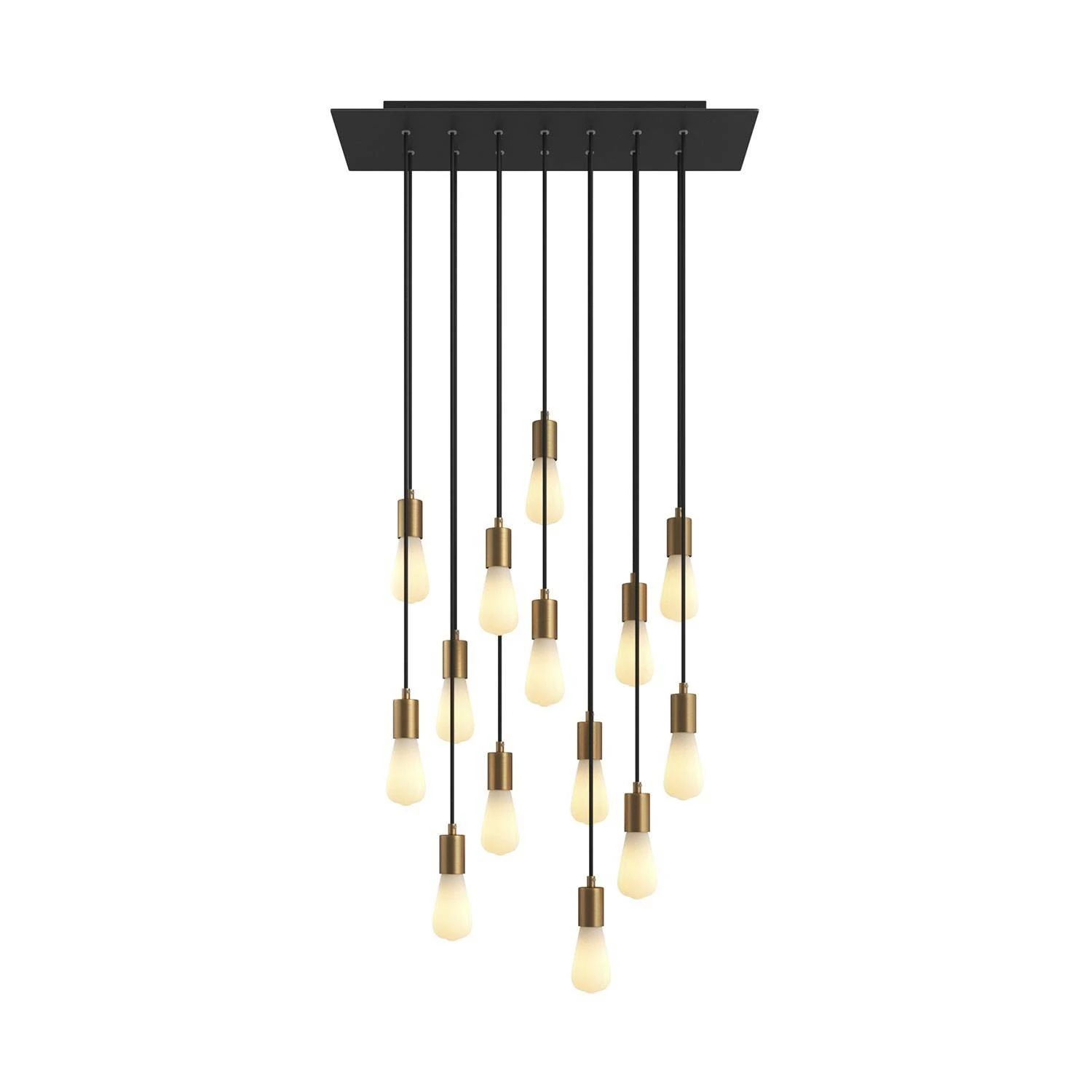 14-flammige Pendelleuchte mit rechteckigem XXL Rose-One 675 mm komplett mit Textilkabel und Beschichtungen aus Metall