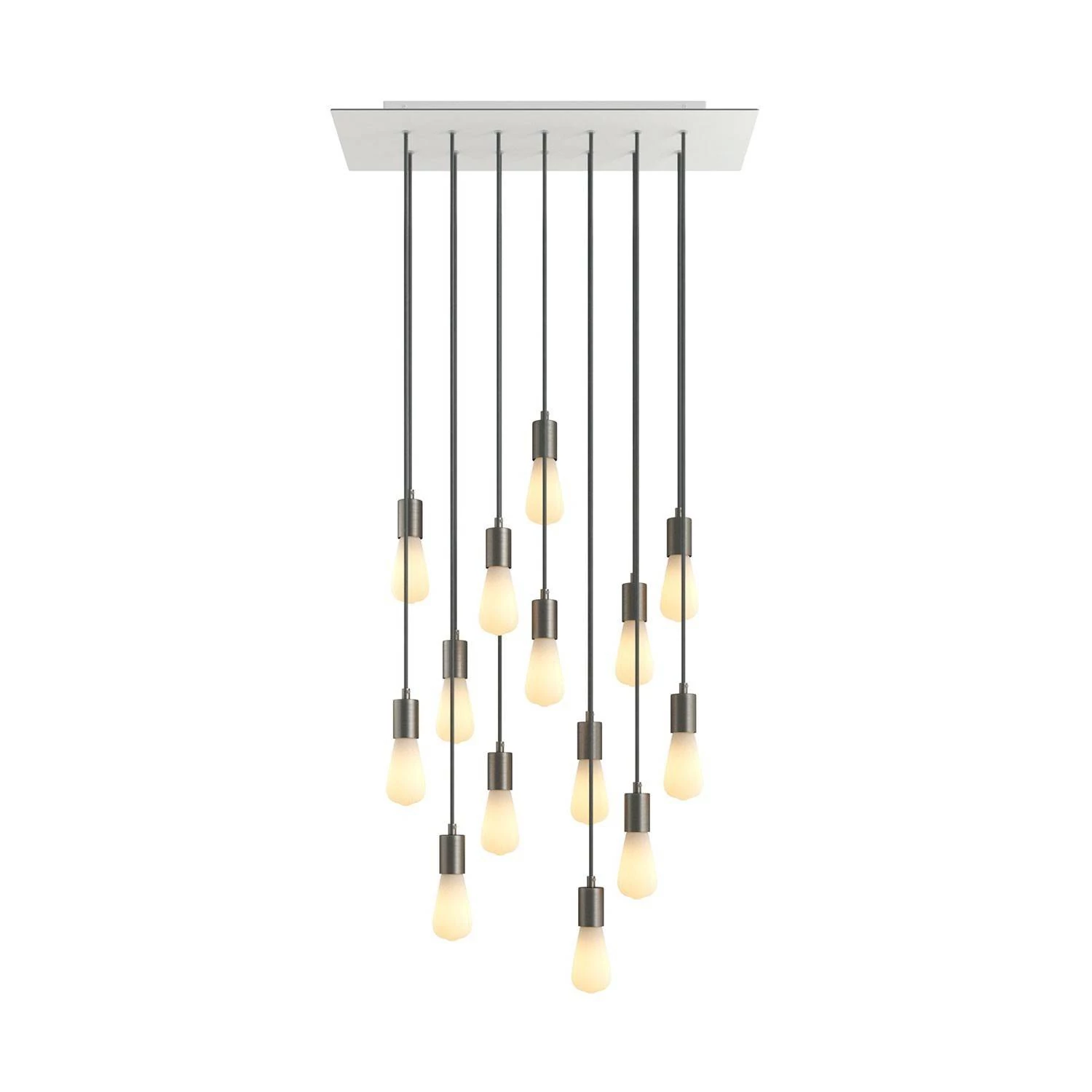 14-flammige Pendelleuchte mit rechteckigem XXL Rose-One 675 mm komplett mit Textilkabel und Beschichtungen aus Metall