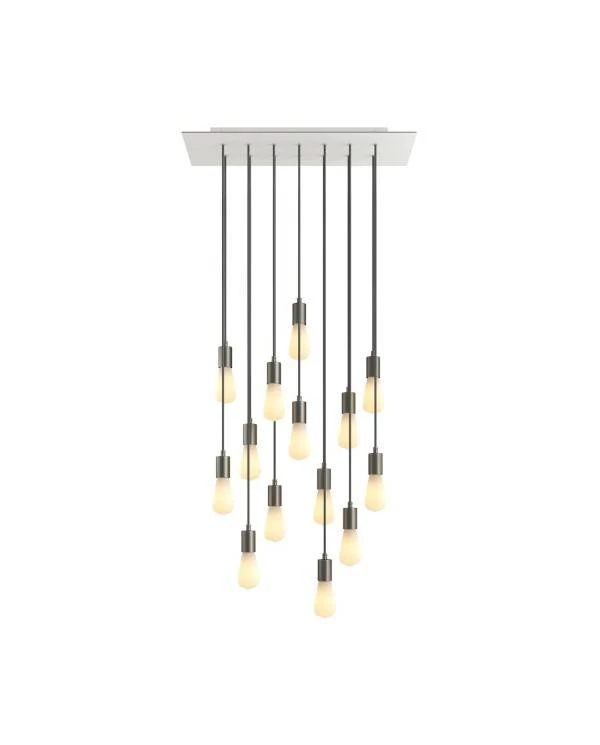 14-flammige Pendelleuchte mit rechteckigem XXL Rose-One 675 mm komplett mit Textilkabel und Beschichtungen aus Metall