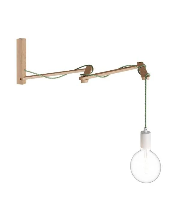 Pinocchio XL, verstellbare Wandhalterung aus Holz für Wandleuchten