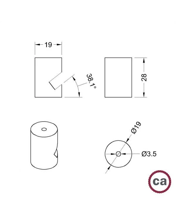 Deckenbefestigung, “V”-förmiger Decken- oder Wandhaken aus Holz für elektrische Textilkabel