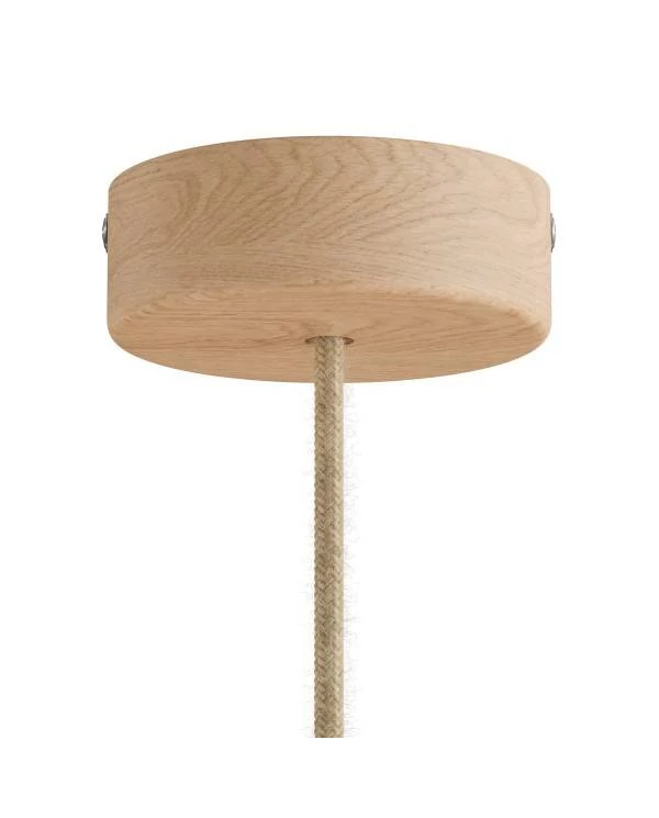 Pendelleuchte Made in Italy, komplett mit Textilkabel und Komponenten aus Holz
